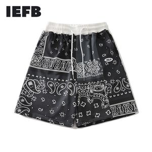 IEFB Summer Men's Cashew Print Casual Shorts Loose Wide Leg Drawstring Elastic Waist Sweapants Trend Shorts 9Y7387 210524