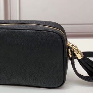 Lüks Püskül Küçük Kare Çanta Hakiki Deri Crossbody Çanta Seyahat Açık Fringed Düz Fermuar Yumuşak Flap Tek Tuval Baget Büyük Tasarımcı Çanta MM Boyutu Siyah