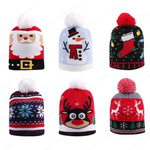 Рождественские дети вязаные шапки Мультфильм Санта-Клаус Лось POM POM Beanie Hat Baby осень зима шапки мальчики девушка рождественская шапка