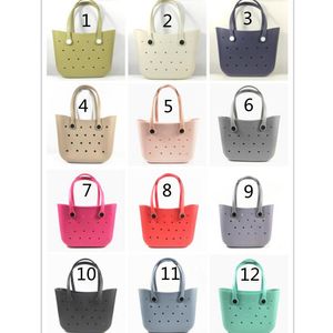 Style One Side Hole Silicone Rubber Beach Tote Bag Fashion Women Handle 2021 Shoulder Bags