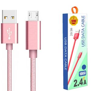 Typ C kable nieprzerwany aluminiowy adapter aluminiowy Micro USB Chargery kablowe Przełóż dane Synchronizacja Ładowarka 1M 3FT dla Samsung S20 Android z pakietem detalicznym