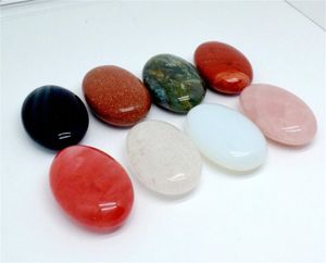 Decorazioni natalizie all'ingrosso Worry Stones, Natural Oval Palm Pocket Healing Crystal Massage Spa Energy Stone Stress Relax