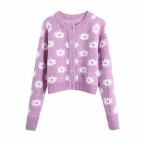 Fashion Women Cardigans Sweater Autumn Winter Flower Shape Pattern Single Breasted Casual Knit Jacket 210521