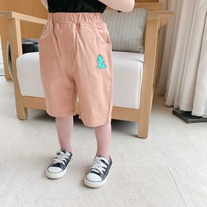 Summer boys cartoon embroidery shorts kids cotton soft loose aal-match calf-length pants 210615