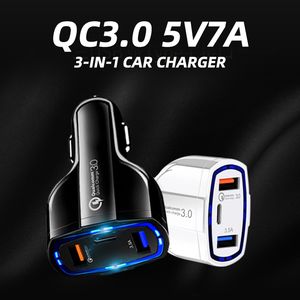 Quick Charge 3.0 Autoladegerät 5V 3,5A QC3.0 PD USB Typ C Schnellladung Duales Auto-Handy-Ladegerät