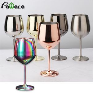 500ml 304 Stainless Steel Single Layer Goblet Red Wine Glass Colorful Large-capacity Drum-shaped Drop-resistant 210827