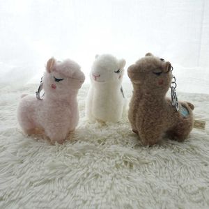 Soft Cotton Standing Alpaca Toys Stuffed Plush Doll Key Chain Rainbow Horse Camel Animals Keychains Women Bags Charms Gifts G1019