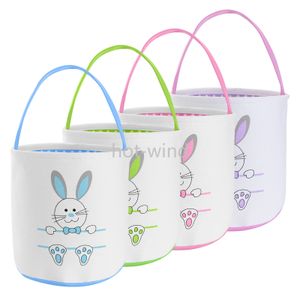 Cesta de Páscoa Cesta Jute Balde de Balde Bucket Bunny Egg Hunt Bucket sacolas para crianças Feliz Decoração Favor EE