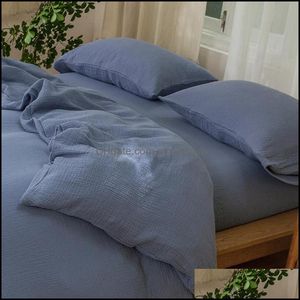 Sängkläder Sätter Tillbehör Hem Textil Trädgård Tre-Layer Garn Bomull Fyra Piece Gaze Soft Andas BARN SLEE Skin-Friendly Bed Sheet Quil