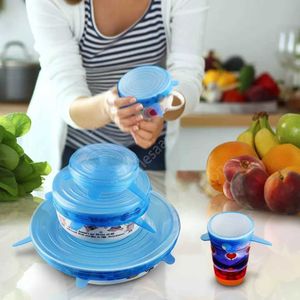 Silicone Stretch Lids Suction Pot Lids Food Wrap Bowl Pot Lid Fresh Keeping Wrap Seal Lid Pan Cover Kitchen Accessories 6PCS/Set DAS303