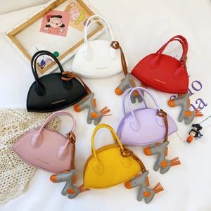 Mini borsa a tracolla per bambini Borsa a conchiglia in pelle PU Baby Kids Smile Fiore Portamonete Borsa per accessori regalo per ragazze carine