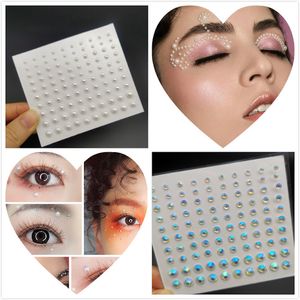 Mode kvinnor tatuering diamant eyeliner ögonskugga diy ansikte klistermärke juvel ögon smink kristall ögon klistermärken j067