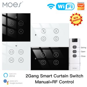 Moes Tuya control Smart Life App WiFi RF 2 Gang Double Curtain Blind Switch for Roller Shutter Electric Motor With Google Home Alexa