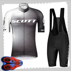 Scott Team Cycling Kortärmad Jersey (Bib) Shorts Sets Mens Sommar Andningsväg Cykelkläder MTB Bike Outfits Sport Uniform Y210414238