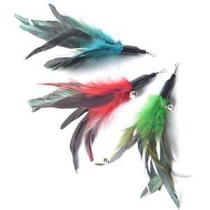 Colorful Feather Cat Toy Plastic Pendant Creative Funny Cat Stick Replacement Head Pet Supplies 7 Colors RRA10952