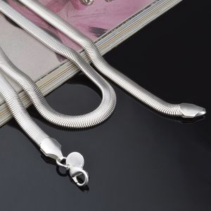 925 Sterling Silver Inch MM Flat Snake Chain Necklace For Men Fashion Wedding Jewelry Q2