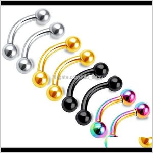 & Body Drop Delivery 2021 Designer Hip Hop Jewelry Punk Rings Curved Rod Studs For Eyebrow Nail Nose Earrings Wholesale Fashion Yzidm