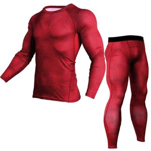 2021 Kompresja Mężczyźni Jogging Garnitur Ciepły Winter Fitness Gym Thermal Bielizna Trening Ubrania Sportowe Dres 3XL Y1221