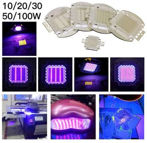 라이트 비드 10W 20W 30W 50W 100W LED 칩 UV 보라색 395nm 고전력 코브 조명 45ml 자외선 조명 전구 칩