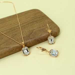 Orecchini Collana esagerata set di gocce di pietra di cristallo bianco per le donne Set di gioielli geometrici Boho per la festa nuziale