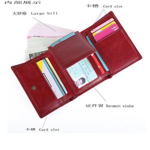 Genuine Leather Wallet 2021 Female Women Wallets RFID Blocking Anti Theft Fold Business Card Holder Purse Woman