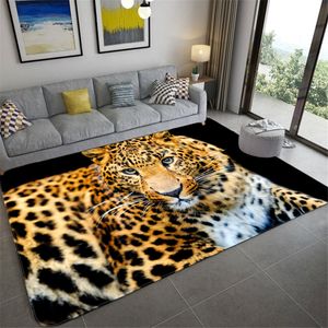 Fashion Leopard Pattern Carpet On The Floor 3D Animal Printed Big Carpet Living Room Soft Sponge Bathroom Mat Absorb Anti-slip