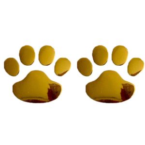 2021ペアの車のステッカークールなデザインの足の3D動物犬の猫の足跡の足跡3Mデカール車のステッカーシルバーゴールド