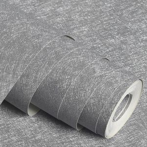 Papéis de parede simples Luxo de luxo moderno papel de parede sólido PVC para paredes quarto quarto tv TV TV Grey Silk Texture Wall Rolls