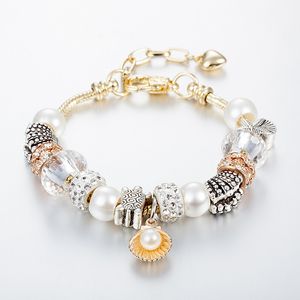 Fibbia a moschettone Bracciale con fili fai-da-te 18 cm + 5 cm conchiglia perla stella marina multicolore perline di smalto gioielli colorati