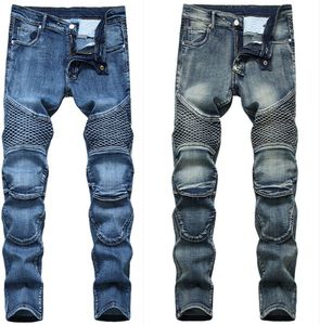 Calças masculinas plus size jeans homem denim designer moto bicicleta reta motocicleta para outono primavera streetwear equitação joelho guarda casual moda 6507