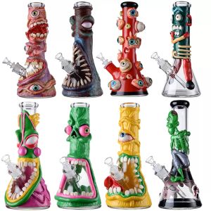 Halloween Olho Estilo Arquivos de cachimbos de 11 polegadas Big Dólogos 7mm de espessura Beaker Bongo Octopus Água Tubos Tubo Straight Óleo Dab Rigs Junta de 18mm com Doença Difusa