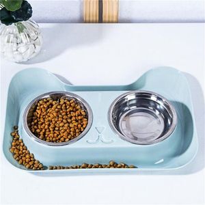 1 Stück langlebiger Doppelnapf aus Edelstahl für Hunde und Katzen mit auslaufsicherem, rutschfestem Design für die erhöhte Fütterung von Haustieren und Wasser
