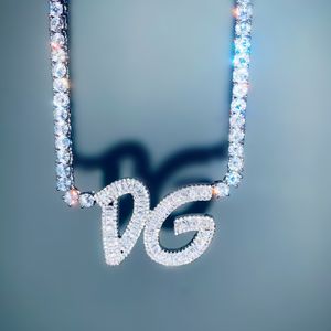 Cutsom Baguette буквы кулон сварочные теннисные цепные ожерелье со льдом роскошный цирконий хип-хоп ювелирные изделия персонализированный подарок
