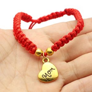 Eu te amo mamãe vermelho braceletes Lucky jewelry para mamã charme pulseiras de dia das mães gift família abençoe bracelete feminino