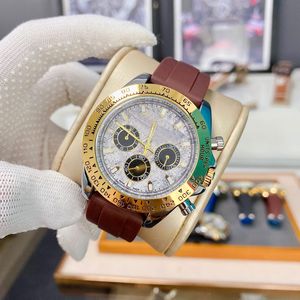 Luxury mens watches gold stopwatch Top brand chronograph wirstwatches Rubber strap sport quartz man Designer watch Christmas Father's Valentine's Day present gift