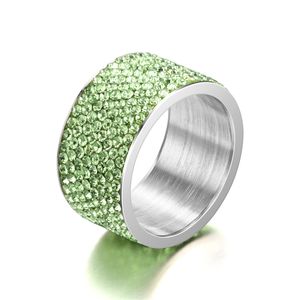 Belo design 925 banhado a prata anel de diamante completo atacado anéis de aço inoxidável de 12 mm de largura