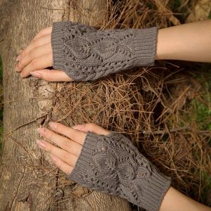 Pięć palców Rękawiczki jesień i zima kobiety cieplejsze stylowe ramię ręczne szydełkowe dziewiarskie faux wełna rękawica ciepły palec
