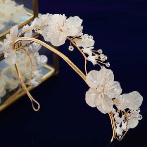 Conchiglia d'oro europea Diademi nuziali Corone Set Fiore Copricapo da sposa Spose Accessori per capelli Gioielli per capelli da sera X0625