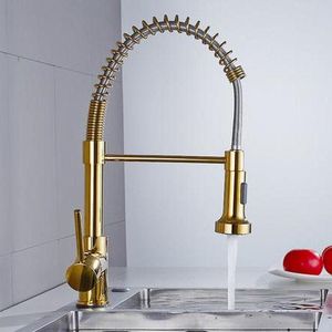 Rubinetti per lavabo da bagno Spruzzatore Rubinetti per lavabo estraibili monocomando stile commerciale Rubinetti per lavabo in acciaio inossidabile dorato Bagno