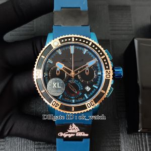 New Diver 353-92-3C Mens Quartz Chronograph Watch Black Dial 45mm 353-90-3 Gents Sport Watches Azul Borracha alça