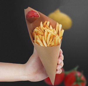 Mutfak Araçları Patates Kızartması Kutusu Koni Chips Yağ Geçirmez Çanta Çip Kupası Parti Take Çıkış Tek Kullanımlık Gıda Kağıt Paketi SN5487