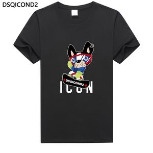 dsq brand summer style 100% cotton men black T-shirt casual O-Neck short sleeve tees white letter for dt2199 210716