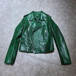 Kvinnors Läder Faux Höst Kvinnor Jackor Kvinna Grön Färg Motorcykel Äkta Sheepskin Short Real Biker Jacka Fash