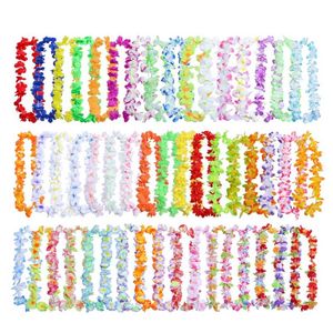 50 pcs guirlanda havaiana guirlanda havaiana Garland Colar Artificial Havaí Flores Flores Leis Festa da Primavera Decoração Fornecedores Praia Diversão Grinalda 211104