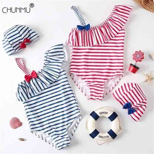 Toddler Kids Baby Girls Striped Stjärnor Badkläder Baddräkt Star Suit Beachwear Sommar Barnens 210508