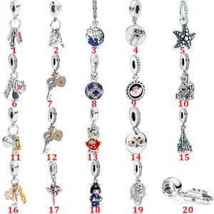 Womens 925 Sterling Silver Rotating windmill boat love key style string pendant DIY beads Fit Pandora Bracelet European Style Top Quality With Original Box