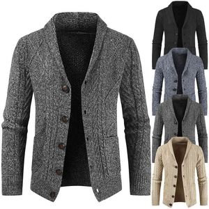 Czarna męska dzianiny sweter płaszcz ciepłe casualowe stałe płaszcze mężczyźni gruby długi sweter Cardigan Streetwear Kurtka żebrowana Hem Cardigans 210524