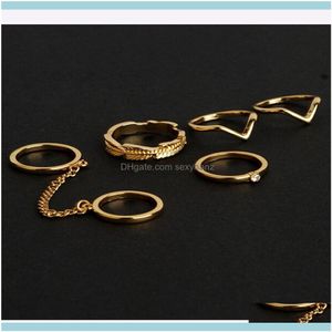 Cluster Jewelry6Pcs / Set Mid Nail Knuckle Anelli di barretta per le donne Anello di moda di qualità Gioielli Drop Delivery 2021 Xtor6
