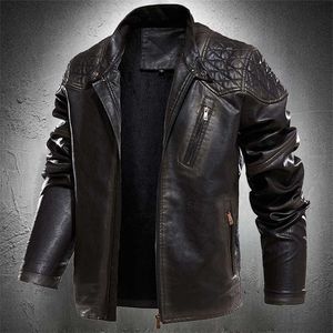 Frühling Herbst Lederjacke Männer Vintage Stil Motorrad Jacke Stehkragen Biker Mantel Männer Retro Leder Mantel Mode Kleidung 211008