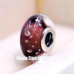 2 sztuk 925 Sterling Silver Śruba Purpurowa Zdrów segment Fizzle Murano Szklane Koraliki Fit Pandora Urok Biżuteria Bransoletki Naszyjniki